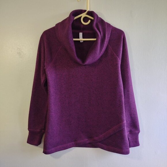 Ideology Women's Cowl Neck Fleece Sweater Top Purple Casual Boho Size Small - Picture 2 of 4
